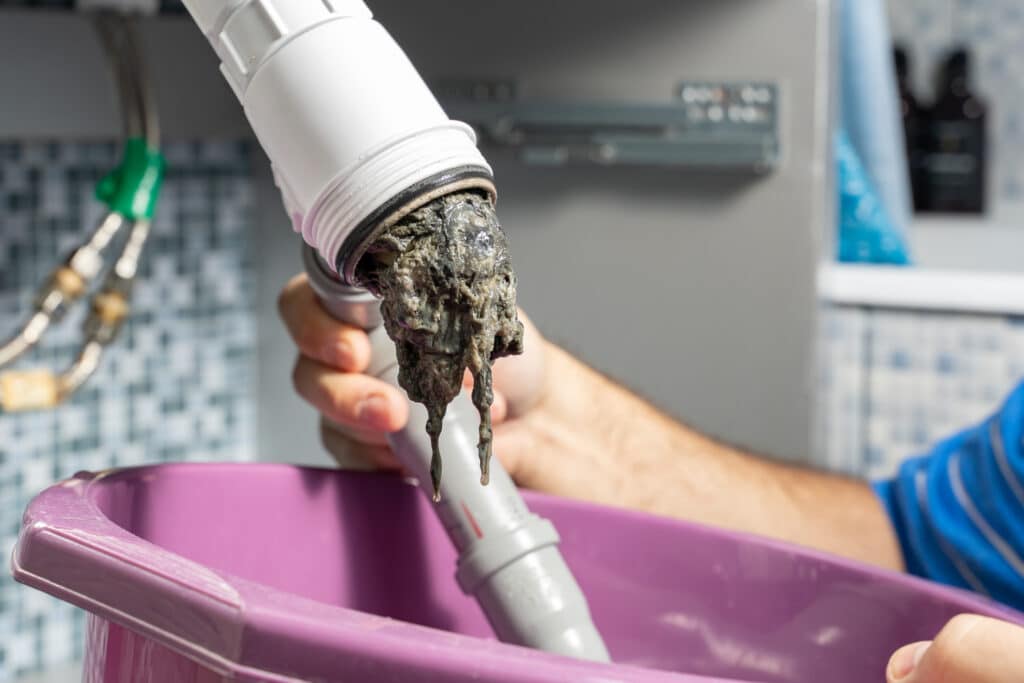 The plumber removes the blockage in the pipes, Hydro Jetting