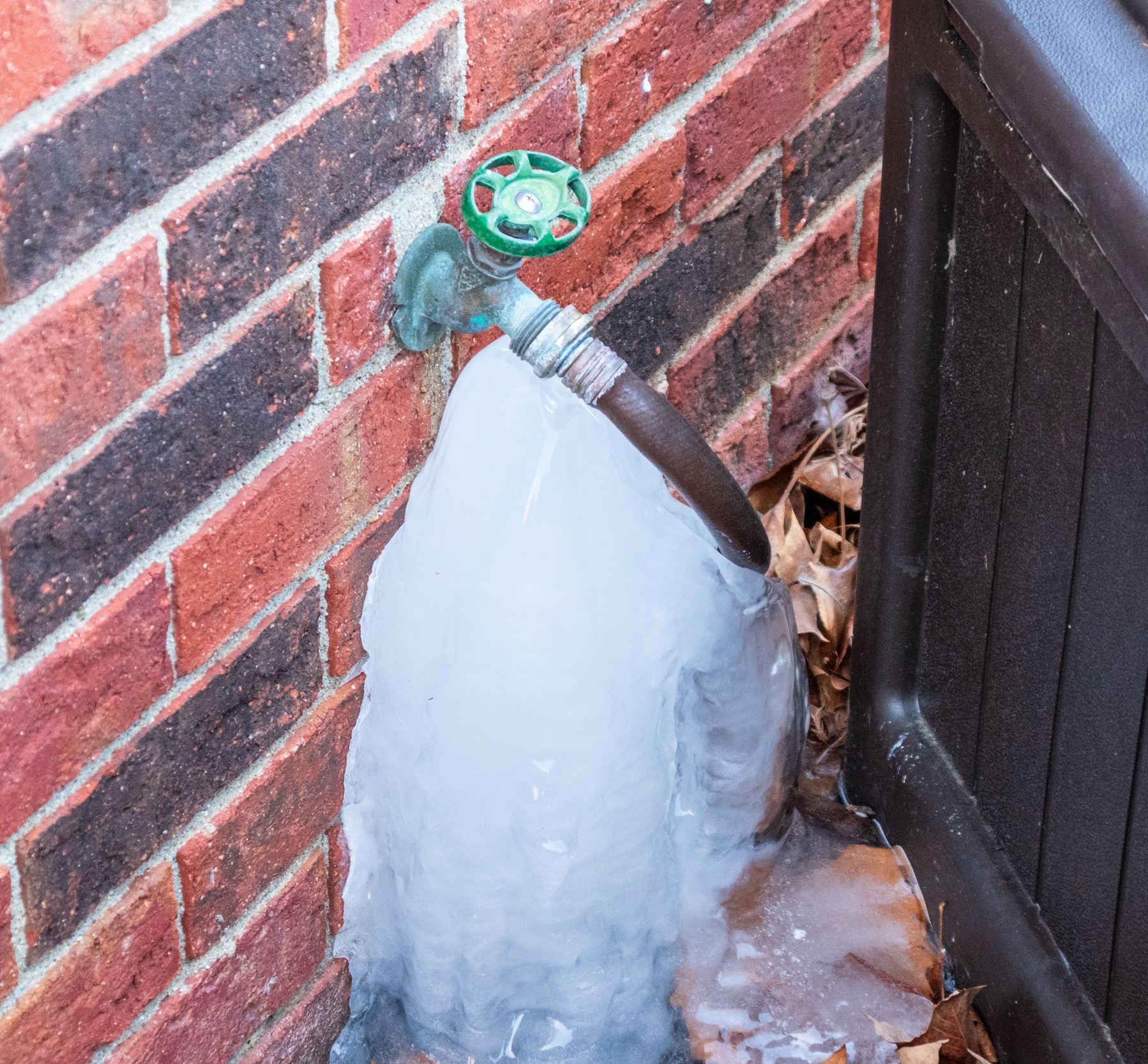 Ice buildup, pipe freezing, yard hydrant repair.